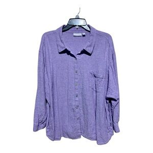 Susan Graver Linen Blend Button-Up Shirt Sz 3XP